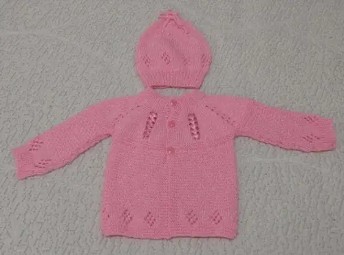 Casaquinho e Gorro Rosa Lã Fofura
