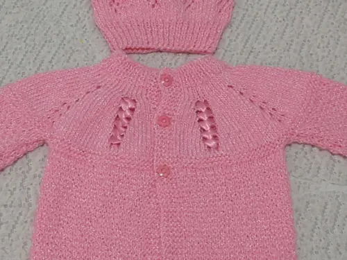 Casaquinho e Gorro Rosa Lã Fofura