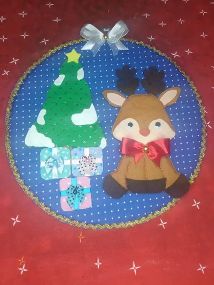 Enfeite de Porta - Quadro Natalino com o Tema Rena