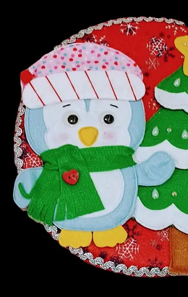 Enfeite de Porta - Quadro Natalino Pinguim