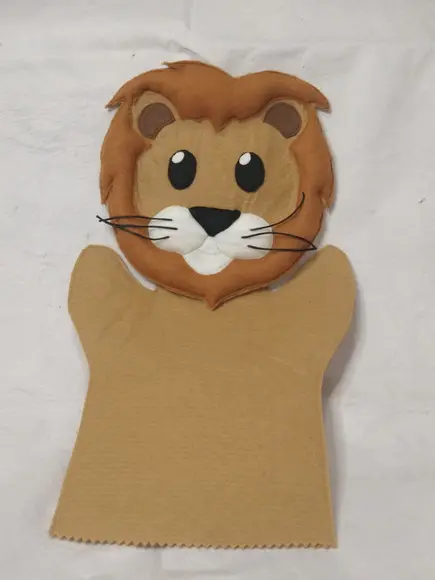 Fantoche Leão em Feltro - Brinquedo Pedagógico