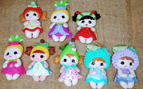 Kit Mini Bonecas Frutinhas em Feltro