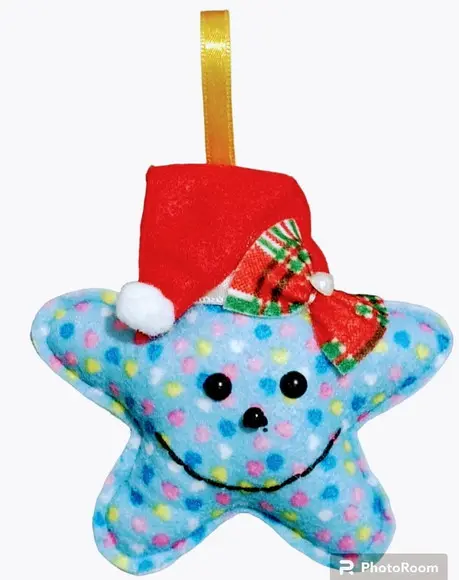 Pingente de Natal - Estrelinha Estampada em Feltro