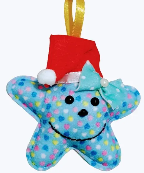 Pingente de Natal - Estrelinha Estampada em Feltro