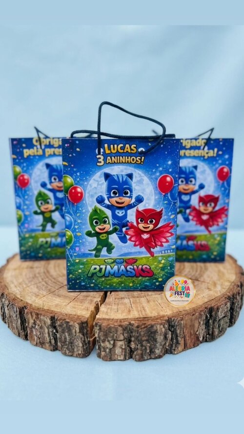 kit Sacolinha  Personalizada | Qualquer Tema | Festa Infantil | PEGUE E MONTE | Lembrancinha com nome e idade