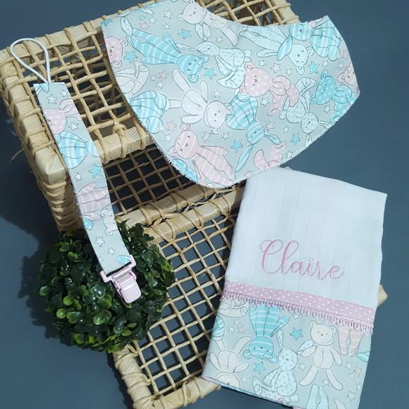 Kit para Bebê com Nome Bordado