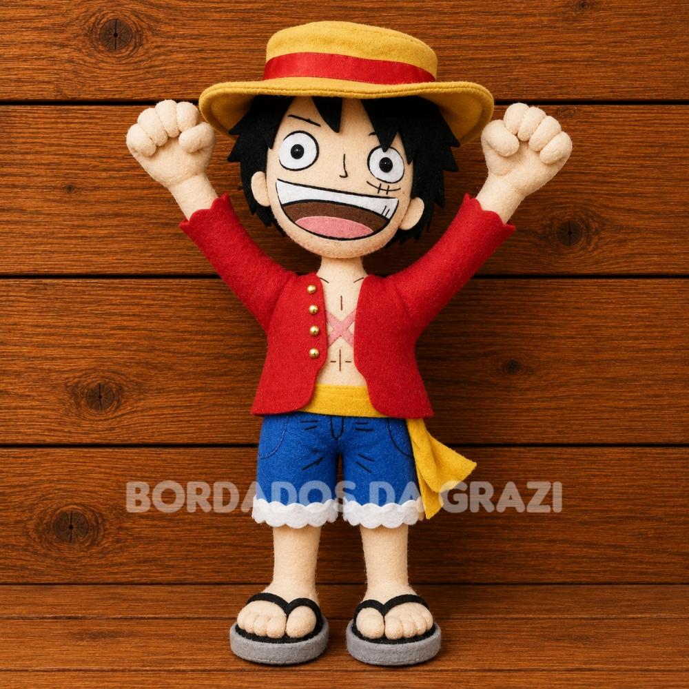 Luffy One Piece em Feltro 35cm