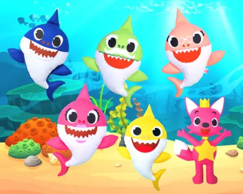 Kit Baby Shark em Feltro - 6 personagens