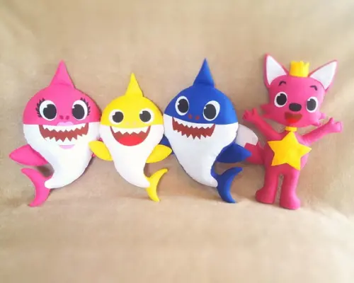 Kit Baby Shark em Feltro - 6 personagens