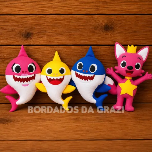 Kit Baby Shark em Feltro - 6 personagens