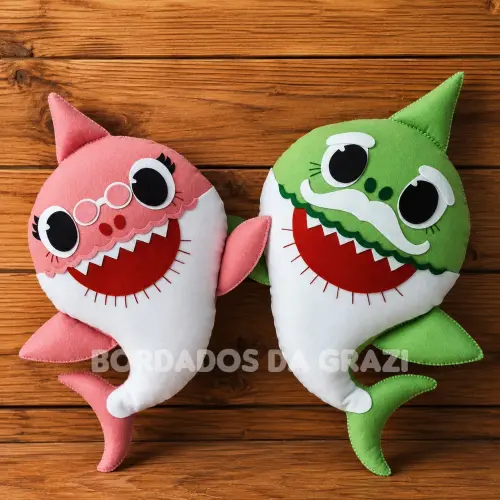 Kit Baby Shark em Feltro - 6 personagens