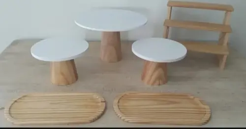 Kit 6 Peças Festa Cogumelo 1 Lyon Com Tampos Brancos com escadinha