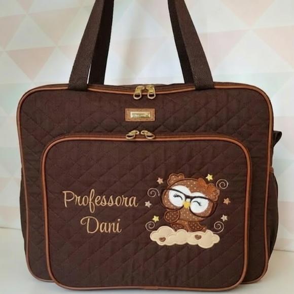 Bolsa com Divisórias Coruja Marrom