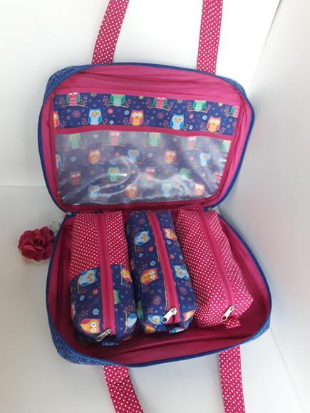 Bolsa Professora com 3 estojos- maletinha