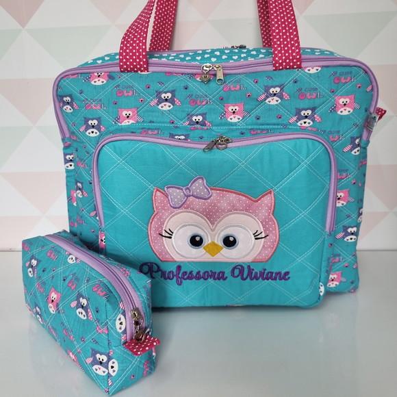 Bolsa Professora com Divisões e Estojo