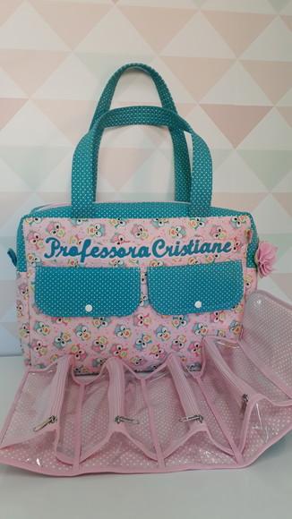 Bolsa professora( maletinha) + estojo rocambole