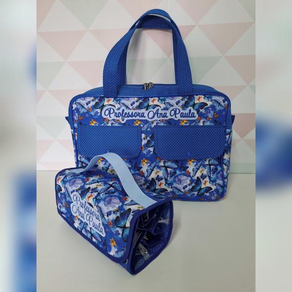 Bolsa professora( maletinha) + estojo rocambole