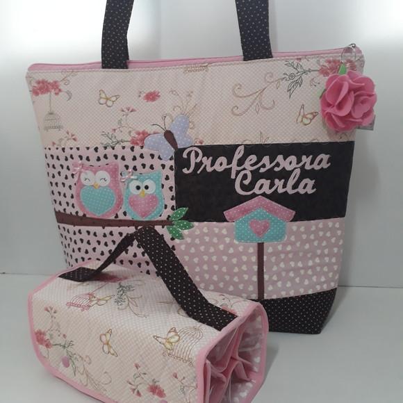 Kit bolsa professora e estojo rocambole