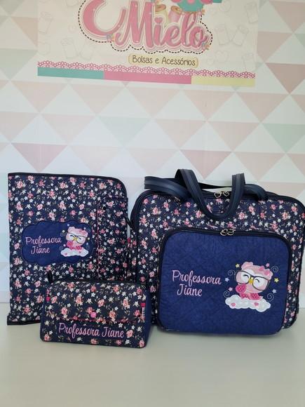 Kit para Professora - Bolsa 3 Divisões, Pasta e Nécessaire