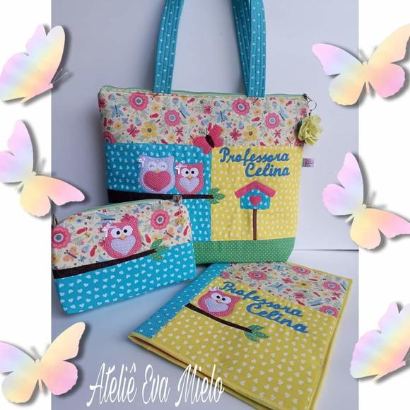 Kit Professora 3 peças( bolsa,nécessaire e capa pasta)