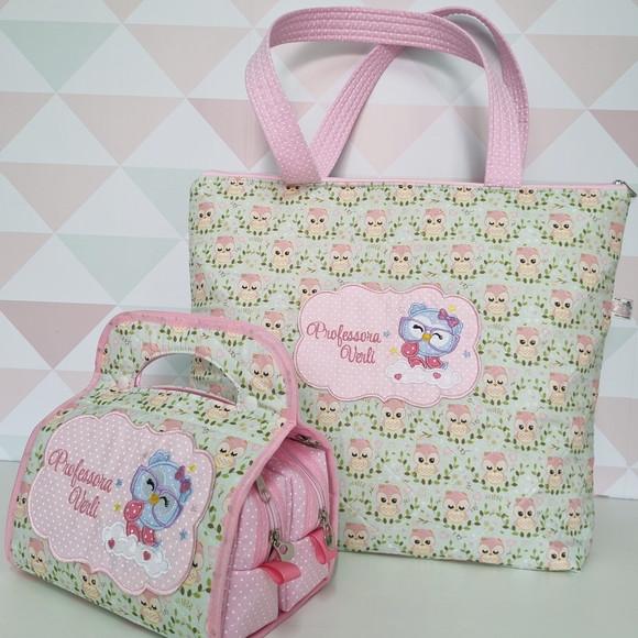 Kit professora- bolsa e necessaire com abas