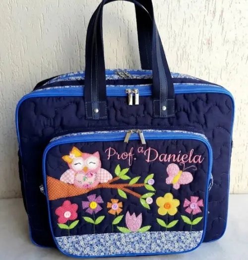 Bolsa com Divisórias Coruja Azul