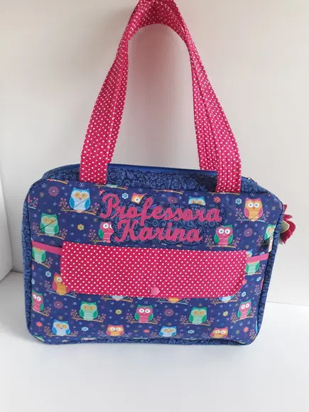 Bolsa Professora com 3 estojos- maletinha