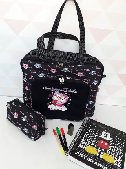 Bolsa Professora com Divisões e Estojo