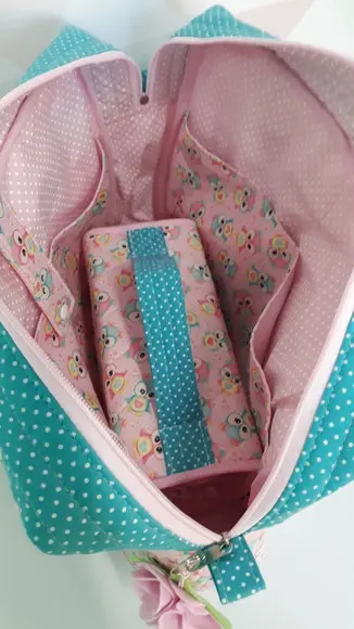 Bolsa professora( maletinha) + estojo rocambole