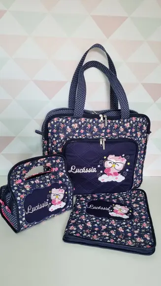 Kit Bolsa com Divisões, Necessaire Dupla e Capa para Caderno