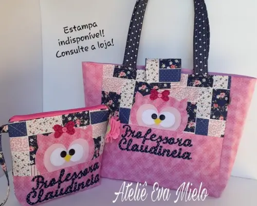 Kit bolsa professora corujinha