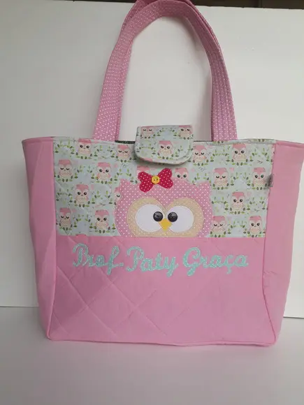 Kit bolsa professora corujinha + Estojo Rocambole