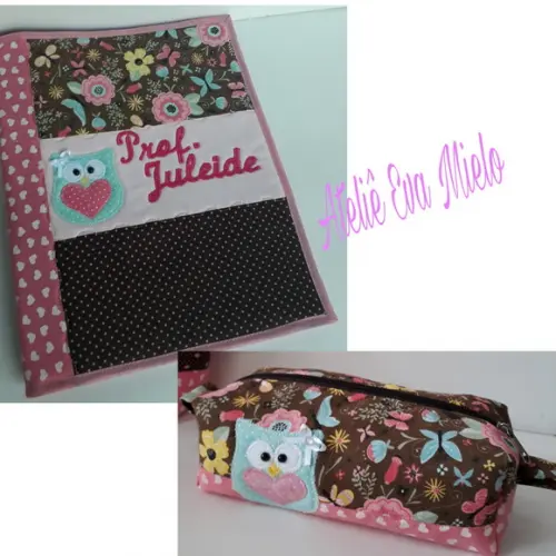 Kit Capa para caderno + estojo box personalizados