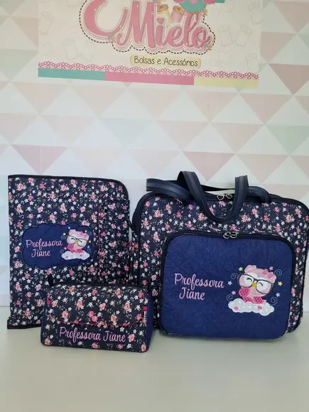 Kit para Professora - Bolsa 3 Divisões, Pasta e Nécessaire