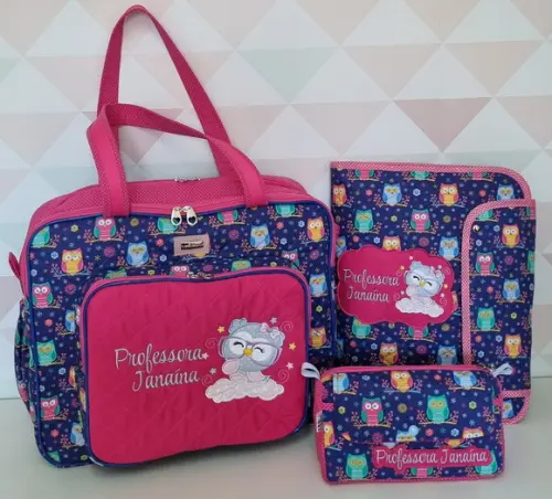 Kit para Professora - Bolsa 3 Divisões, Pasta e Nécessaire
