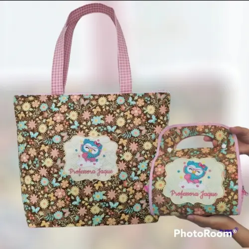 Kit professora- bolsa e necessaire com abas