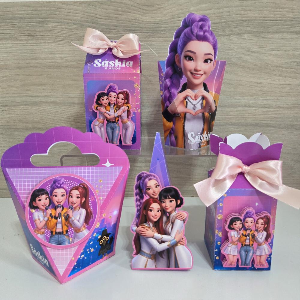 Kit 30 caixas personalizadas lembrancinha Guerreiras do K Pop PEG