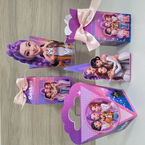 Kit 30 caixas personalizadas lembrancinha Guerreiras do K Pop PEGUE E MONTE