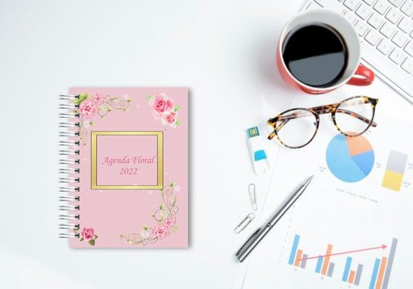 Agenda Floral Rosa 2022 Arquivo Digital