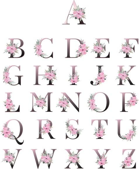 Alfabeto Floral Rosa Kit Digital