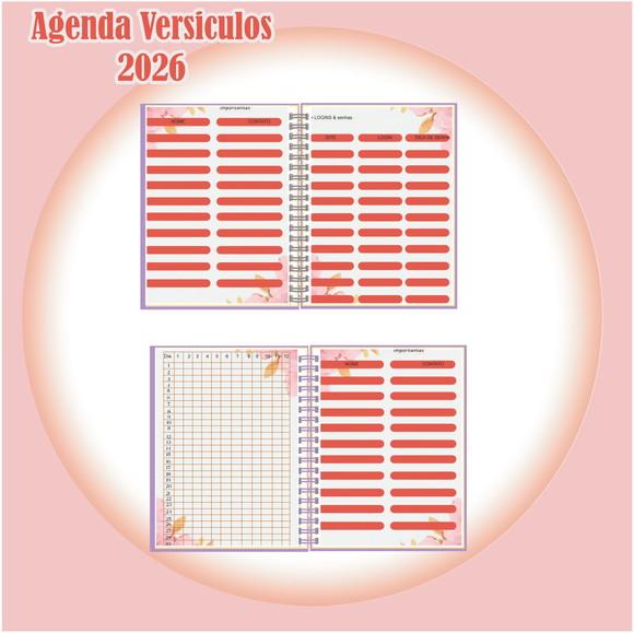 Arquivo Digital Agenda de Versículos 2026 Marsala Floral