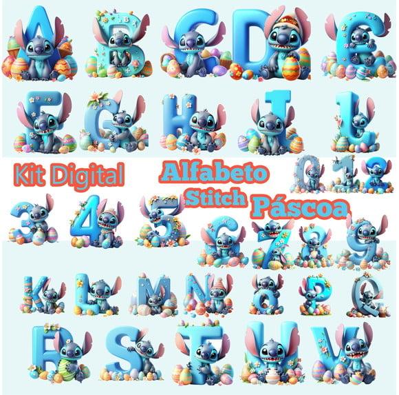 Arquivo Digital Alfabeto Stitch Pascoa