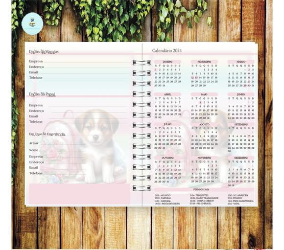 Arquivo Digital Combo Agenda Escolar Cachorrinho Aquarela 3