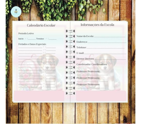 Arquivo Digital Combo Agenda Escolar Cachorrinho Aquarela 3