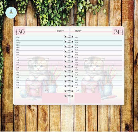 Arquivo Digital Combo Agenda Escolar Gatinho Aquarela 02