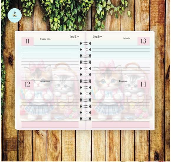 Arquivo Digital Combo Agenda Escolar Gatinho Aquarela 03