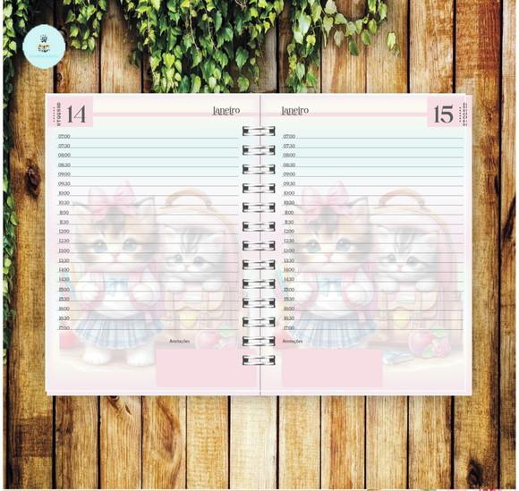 Arquivo Digital Combo Agenda Escolar Gatinho Aquarela 03