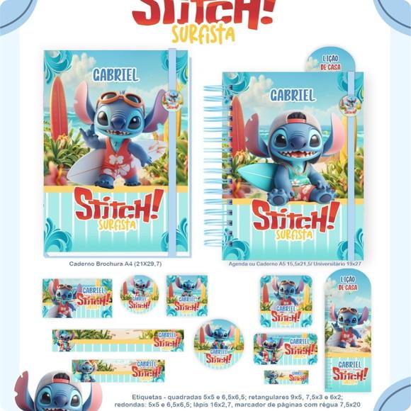 Arquivo Digital Combo Volta às Aulas Stitch Surfista