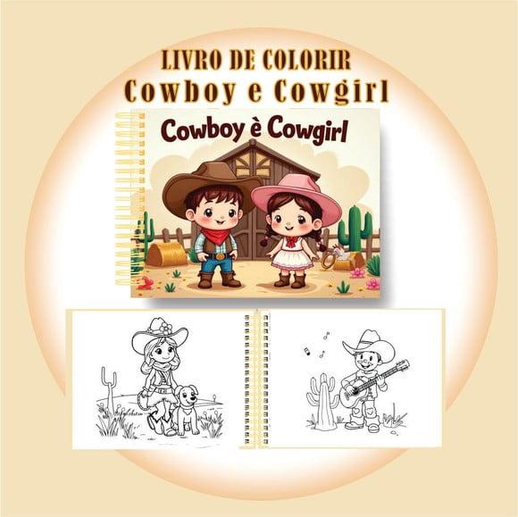 Arquivo Digital Livro de Colorir Cowboy e Cowgirl