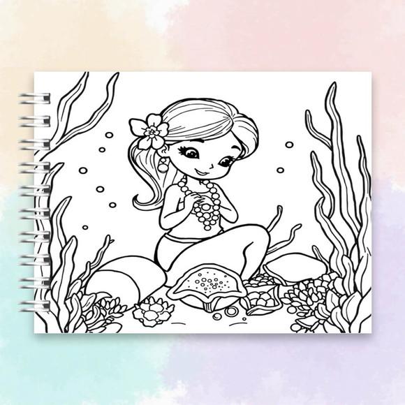 Arquivo Digital Livro de Colorir Fundo do Mar Menina